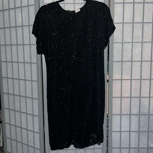 Vintage black beaded dress size 14 by STEINAY GUC